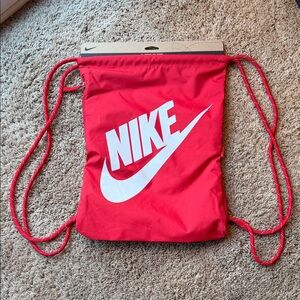 Nike Red and White Drawstring Backpack